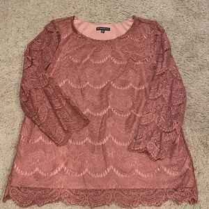 SZ XL Adrianna Papell mauve pink lace top
